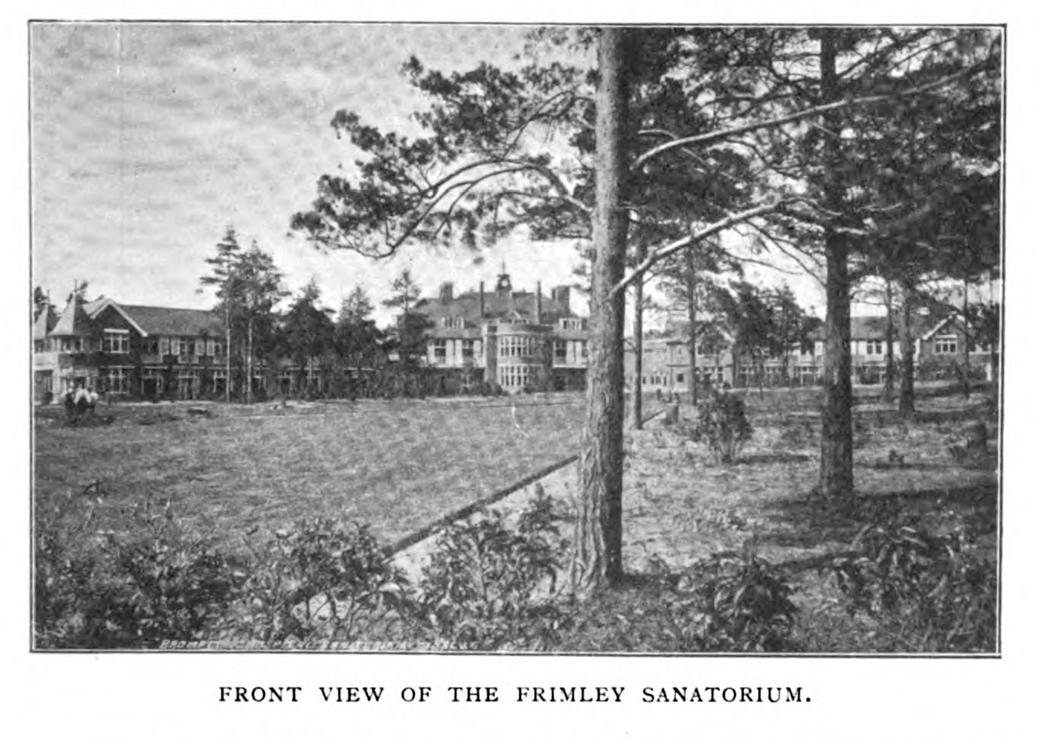 An exterior view of the Frimley Sanatorium.