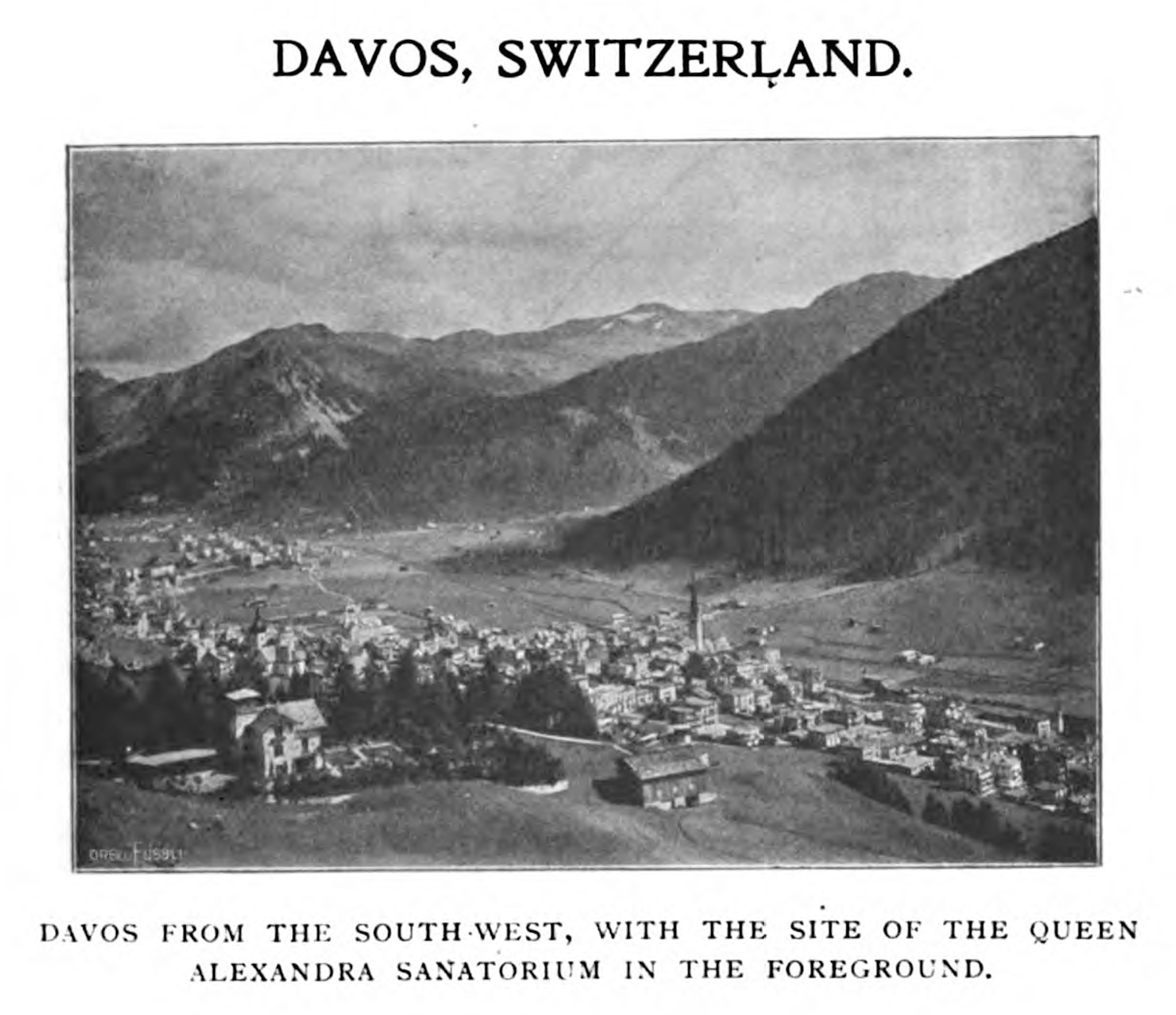 A photograph showing the town of Davos, Switzerland.