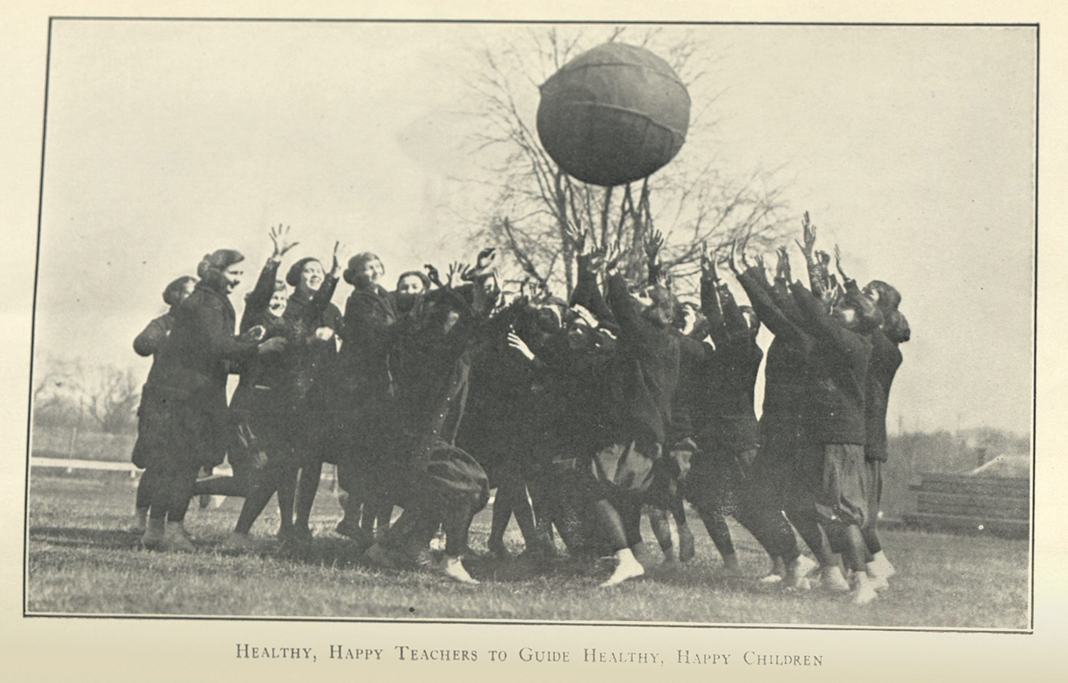 A group of teenaged students playing in an outdoor lesson.